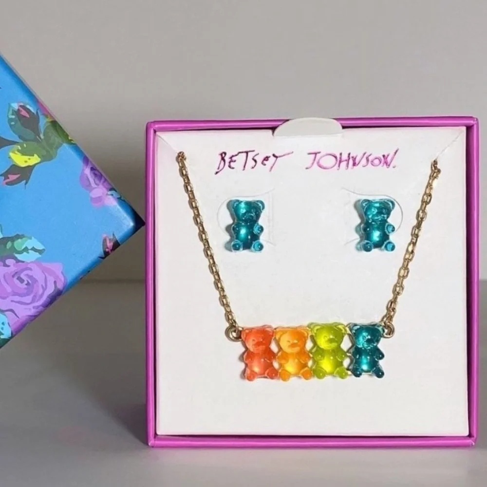 BETSEY Johnson Gummy Bear Necklace & Earrings Gift Set - Picture 2 of 5